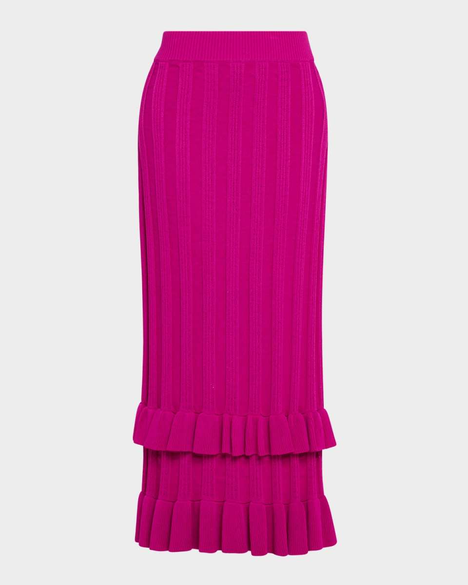 Sawyer Ruffle-Trim Rib Knit Maxi Skirt